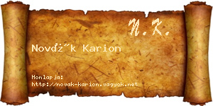 Novák Karion névjegykártya